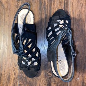 Caged Black Suede Heels